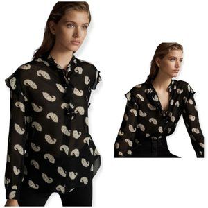 PAISLEY PRINT SHIRT WITH RUFFLE DETAIL